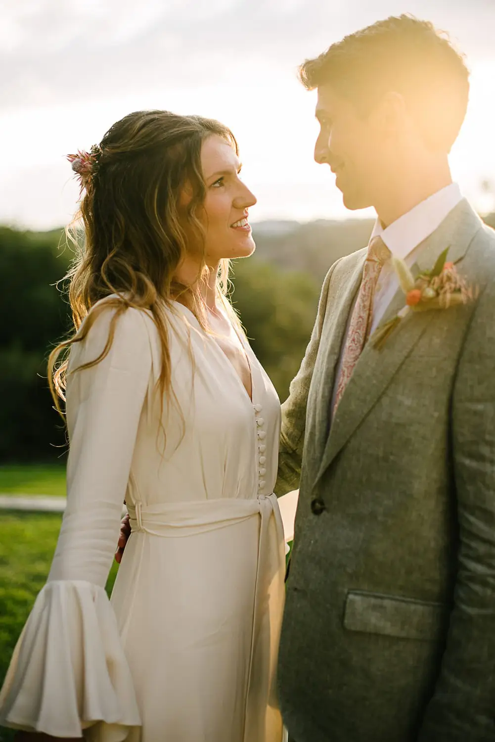 boda íntima con vistas a Vejer al atardecer